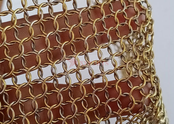 Messing kleur metalen ring mesh gordijn voor interieurdecoratie