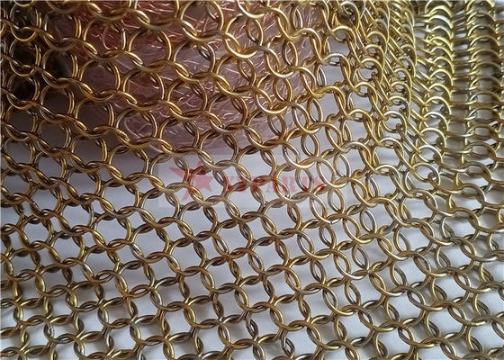 7 mm roestvrij staal ring mesh gordijn messing kleur voor architectuur