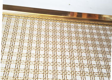 Het Type van decoratie Vierkant Gat het Weefselnetwerk van de Leuningsbalustrade met Gouden Kleurenkader