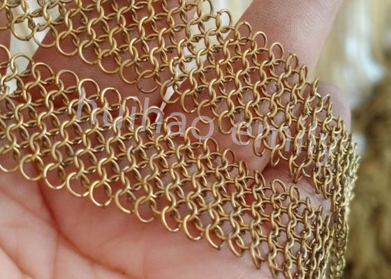 Roestvrij staal 7 mm Ring Mesh Chain Mail Curtain Met Fring