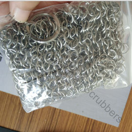 7"x7" roestvrijstalen keten post ring mesh scrubbers voor gietijzeren kookgerei