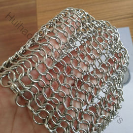 7"x7" roestvrijstalen keten post ring mesh scrubbers voor gietijzeren kookgerei