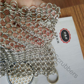 7"x7" roestvrijstalen keten post ring mesh scrubbers voor gietijzeren kookgerei