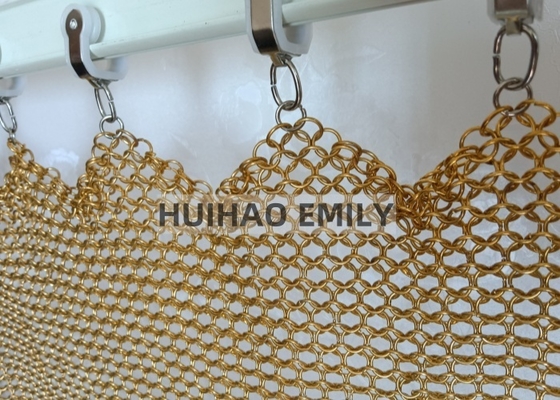 Goud Ring Mesh Kettendraad Woven Type Rood Metalen Ring Mesh Draperie