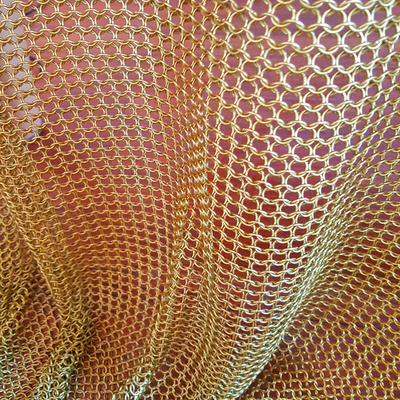 Gouden Ketenmail Ring Gaas Draperie Voor Functioneel Interieur