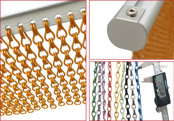 Aluminium ketenverbinding gaas gordijn 16 mm decoratief draad gaas