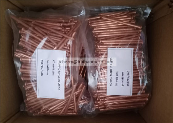 Koperen beklede stalen condensator ontlading laspinnen 3x65 mm voor isolatie bevestiging op verschillende metalen