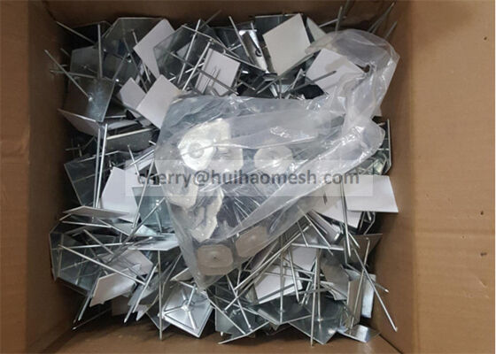 Verzinkt stalen muur- of plafondisolatiepennen en -ringen (63 mm lang) met zelfklevende (plakkerige) basis