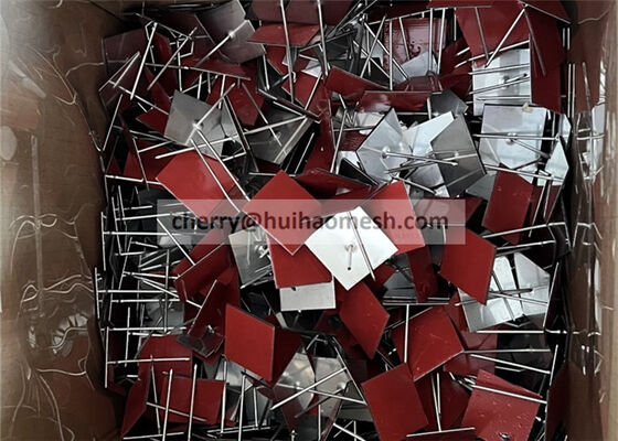 Verzinkt stalen muur- of plafondisolatiepennen en -ringen (63 mm lang) met zelfklevende (plakkerige) basis