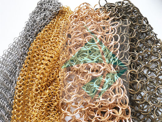 Kamine schermen metalen ring mesh met antieke gekleurde afwerking