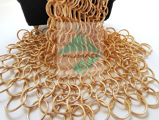 PVD Afgewerkte Rosé Gouden Kleur Roestvrij Stalen Metalen Ronde Ring Weefsel Mesh