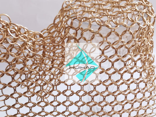 PVD Afgewerkte Rosé Gouden Kleur Roestvrij Stalen Metalen Ronde Ring Weefsel Mesh