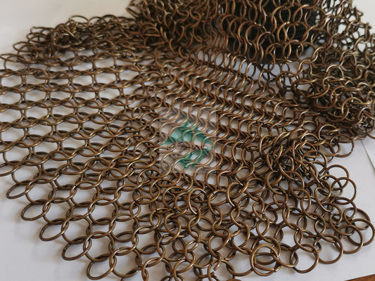 Kamine schermen metalen ring mesh met antieke gekleurde afwerking