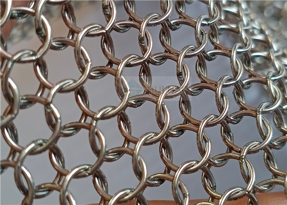 7mm Roestvrij staal Ring Mesh Curtains Silver Color Used voor Architecturale Bouw