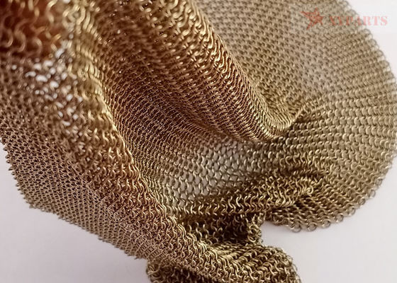 Goud gekleurd gelast roestvrij staal ring gaas gordijn 0,53 mm x 3,81 mm voor hotel decoratie