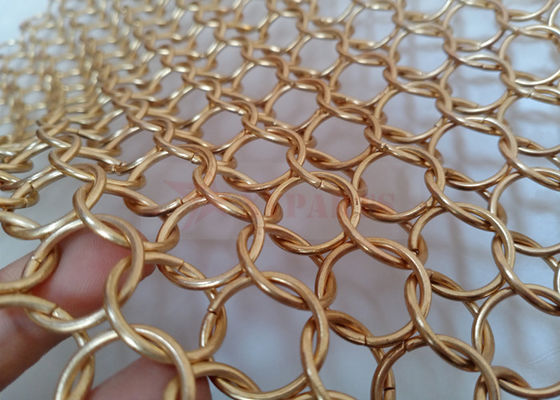 Gouden kleur maliënkolder mesh stof 1,5 x 15 mm voor scheidingsgordijn