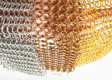 De Ringsnetwerk van het roestvrij staalmetaal voor Voorgevels, de Ringsgordijn van Chainmail van het Kopermetaal