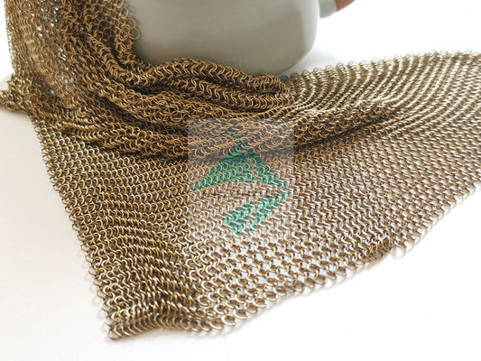 Gouden Ring Mesh Chainmail Weave Type Stainless-Staal om Ringspvd Metaal Mesh Drapery